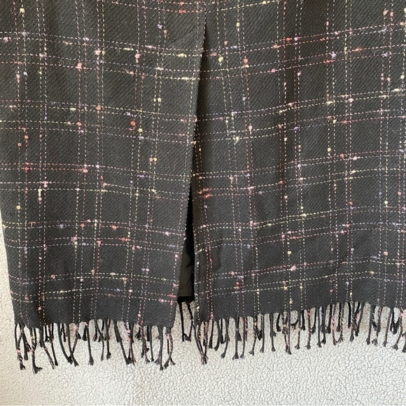 Laura Scott Wool Blend Plaid Fringe Midi Maxi Pencil Skirt Sz 14 - Picture 5 of 9